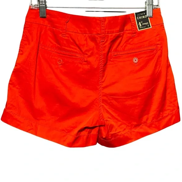 J.Crew Chino NEW 4” Cotton Flat Front Shorts in Vivid Flame size 2 - Picture 7 of 14